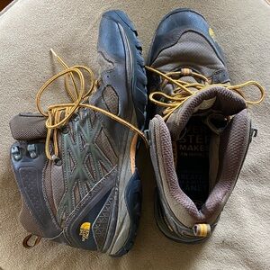 The North Face Dark Brown Hiking Boots with Yellow Accents